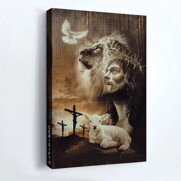 Christian Home Decor Gift – Jesus Lion of Judah & Lamb of God Painting Poster