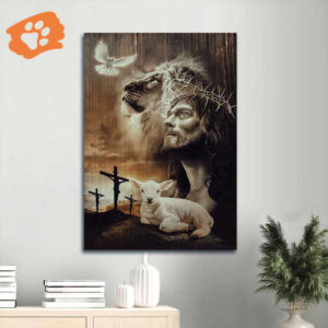 Christian Home Decor Gift - Jesus Lion of Judah & Lamb of God Painting Poster