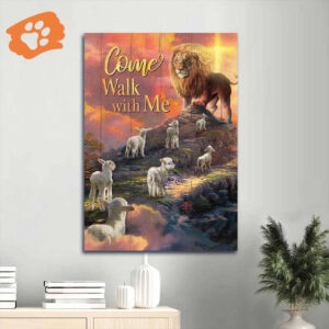 Jesus Portrait Poster Home Decor Gift - Lion of Judah Lamb of God - Christian Journey to Heaven Poster