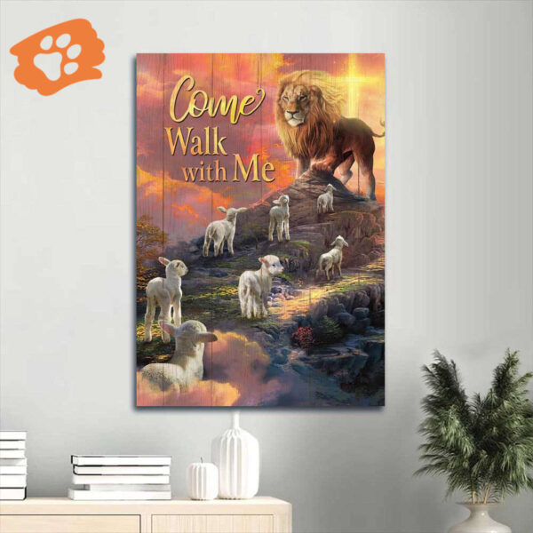 Jesus Portrait Poster Home Decor Gift – Lion of Judah Lamb of God – Christian Journey to Heaven Poster
