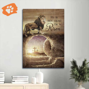 Jesus Lion of Judah Sunrise Portrait Poster - Christian Home Decor Gift - He is Risen Wall Art