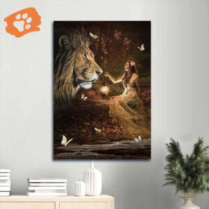 Jesus Lion of Judah Portrait Poster Home Decor Gift - Vintage Lantern Christian Art