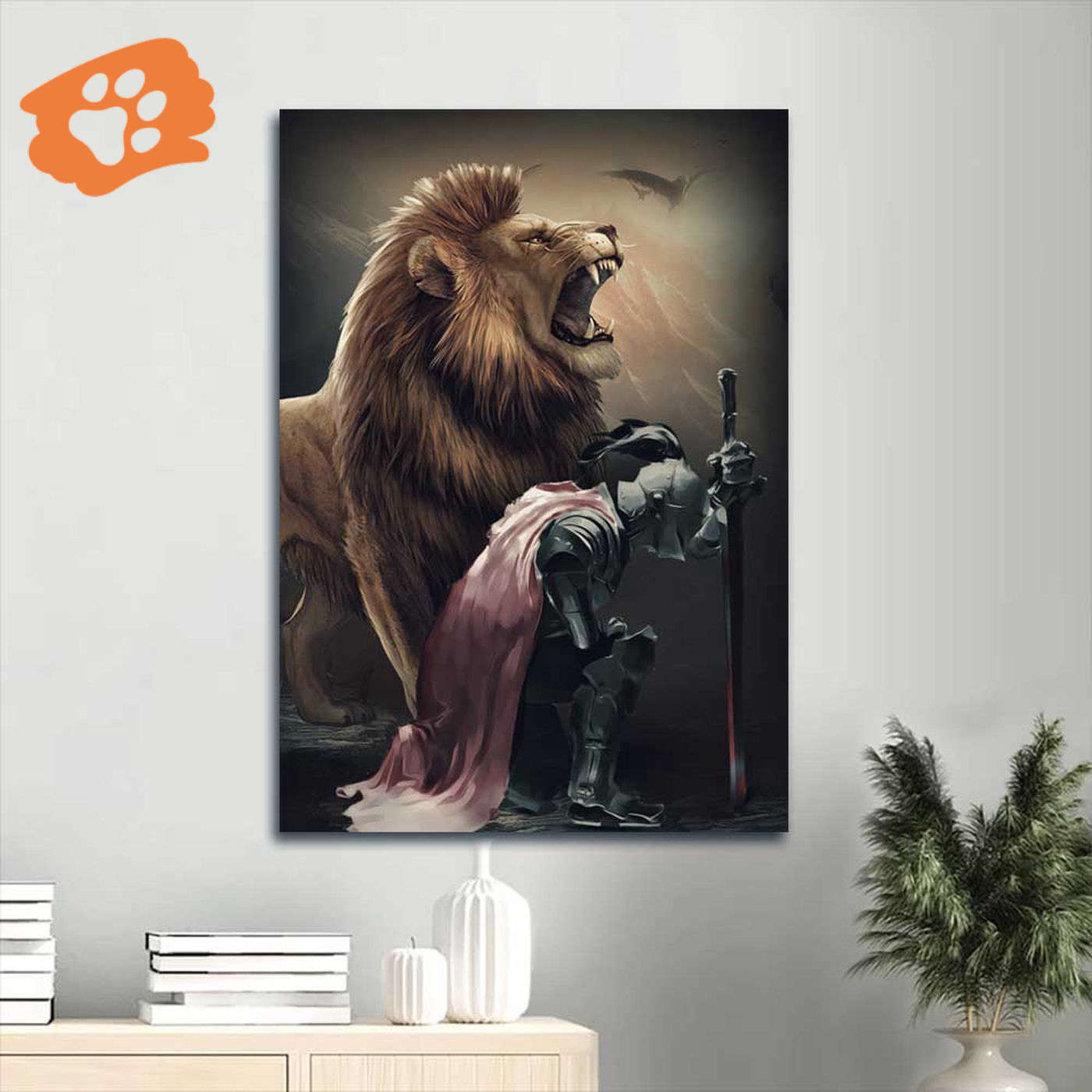 Jesus Lion of Judah Knight of God Warrior Portrait Poster Home Decor Gift for Christians