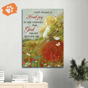 Jesus Portrait Poster & Little Girl Flower Garden Home Decor Gift for Christians - Find Joy Art
