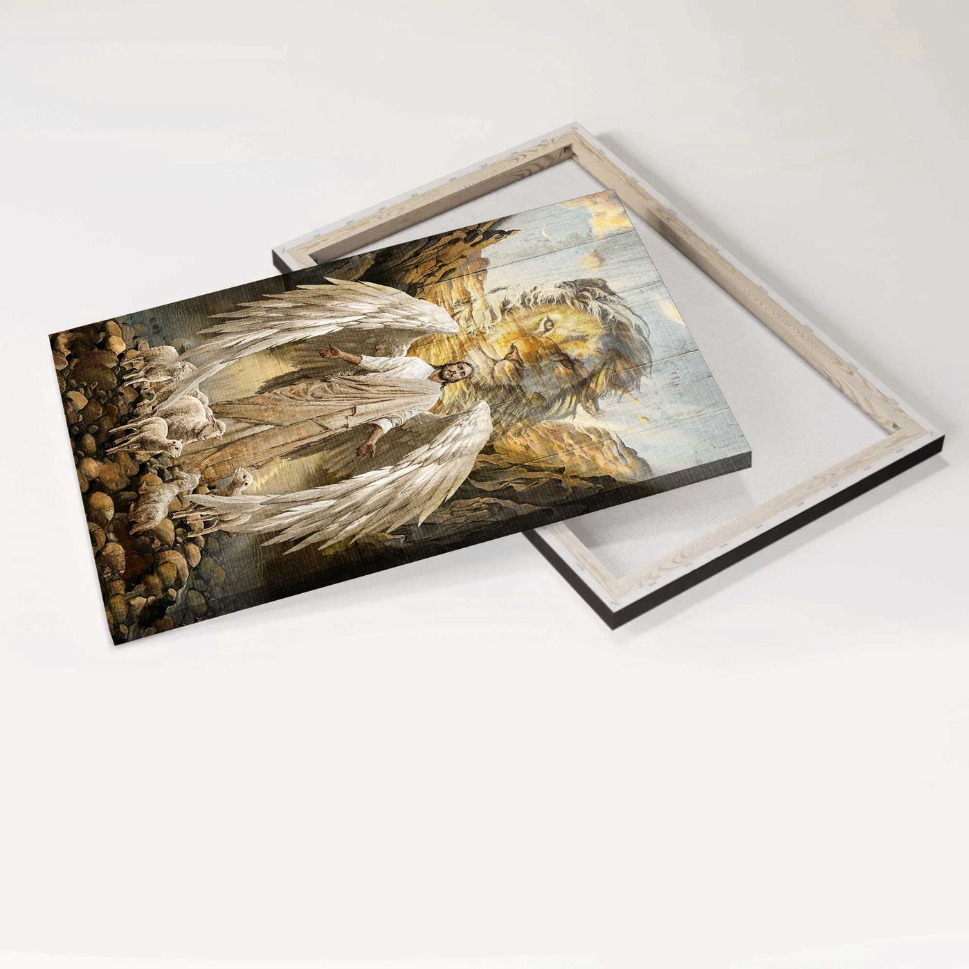 Christian Home Decor Gift: Jesus Portrait Poster with Lord Wings Lion of Judah Lambs of God – Christian Wall Art Prints