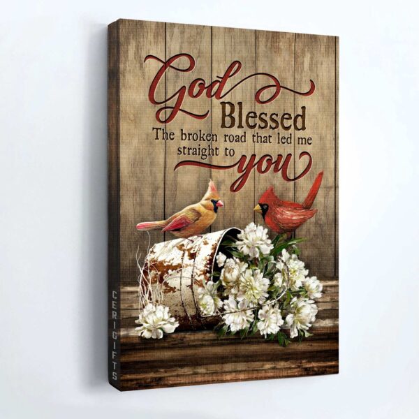 Christian Home Decor Gift: Jesus & Peony Portrait Posters – God Blessed the Broken Road