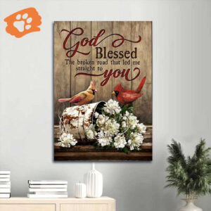 Christian Home Decor Gift: Jesus & Peony Portrait Posters - God Blessed the Broken Road