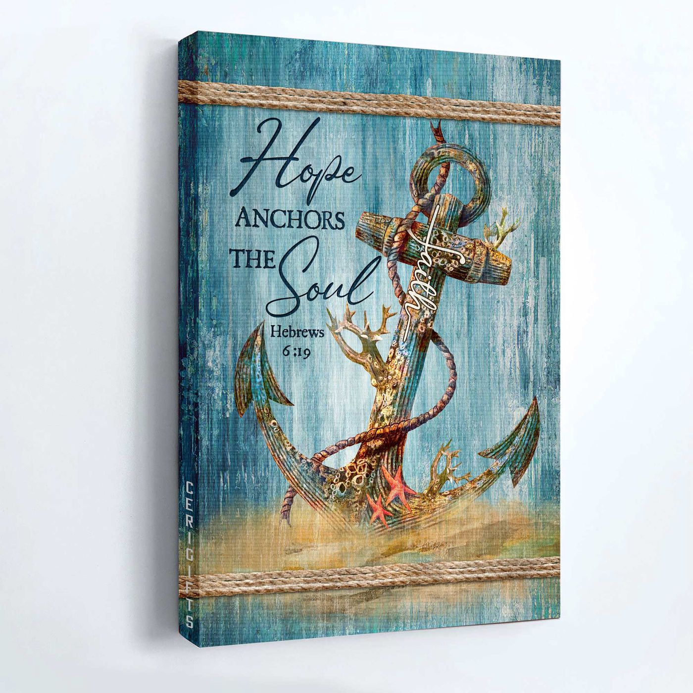 Jesus Portrait Poster – Luxury Anchor Ocean Starfish Home Decor Gift for Christians – Hope Anchors the Soul