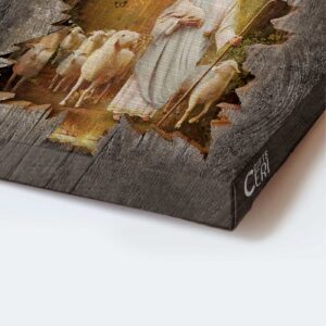 Jesus Portrait Poster Home Decor Gift - Magic Forest and Lamb of God Painting for Christian Faith 1