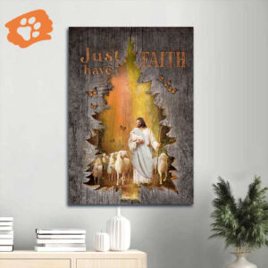Jesus Portrait Poster Home Decor Gift - Magic Forest and Lamb of God Painting for Christian Faith