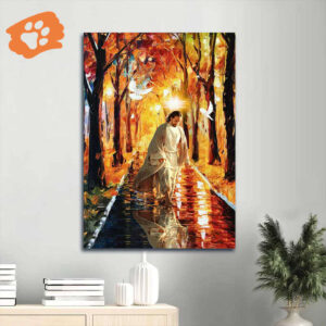 Jesus Portrait Poster - Magic Forest Watercolor Painting Dove Gift for Christians