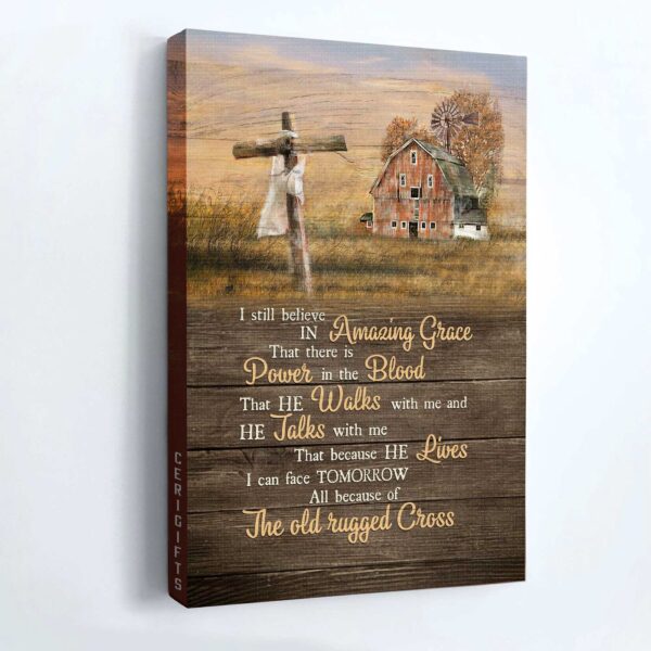 Jesus Portrait Poster Home Decor Gift – Meadow Land & Wooden Cross  Poster Home Decor Gift – Christian Wall Art Print