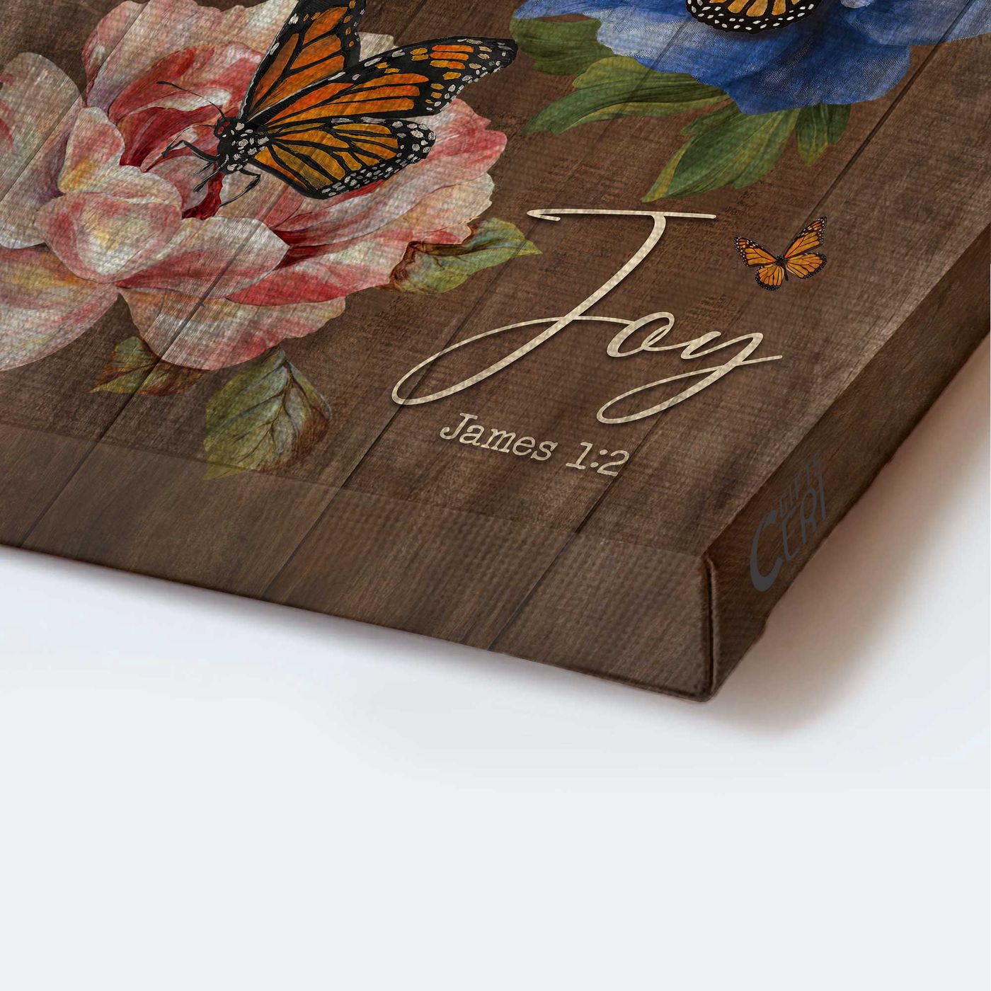 Christian Home Decor Gift: Jesus Portrait Poster with Monarch Butterfly and Colorful Camellia – Today I Choose Joy Wall Art