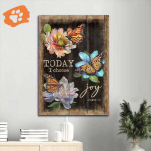 Jesus Portrait Poster Home Decor Gift - Orange Butterfly & Colorful Flower on Black Background - Perfect Christian Gift for Joyful Home Decor