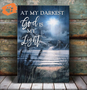Jesus Portrait Poster Home Decor Gift - Light Cross Path on Water - Christian Gift