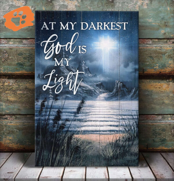 Jesus Portrait Poster Home Decor Gift – Light Cross Path on Water – Christian Gift