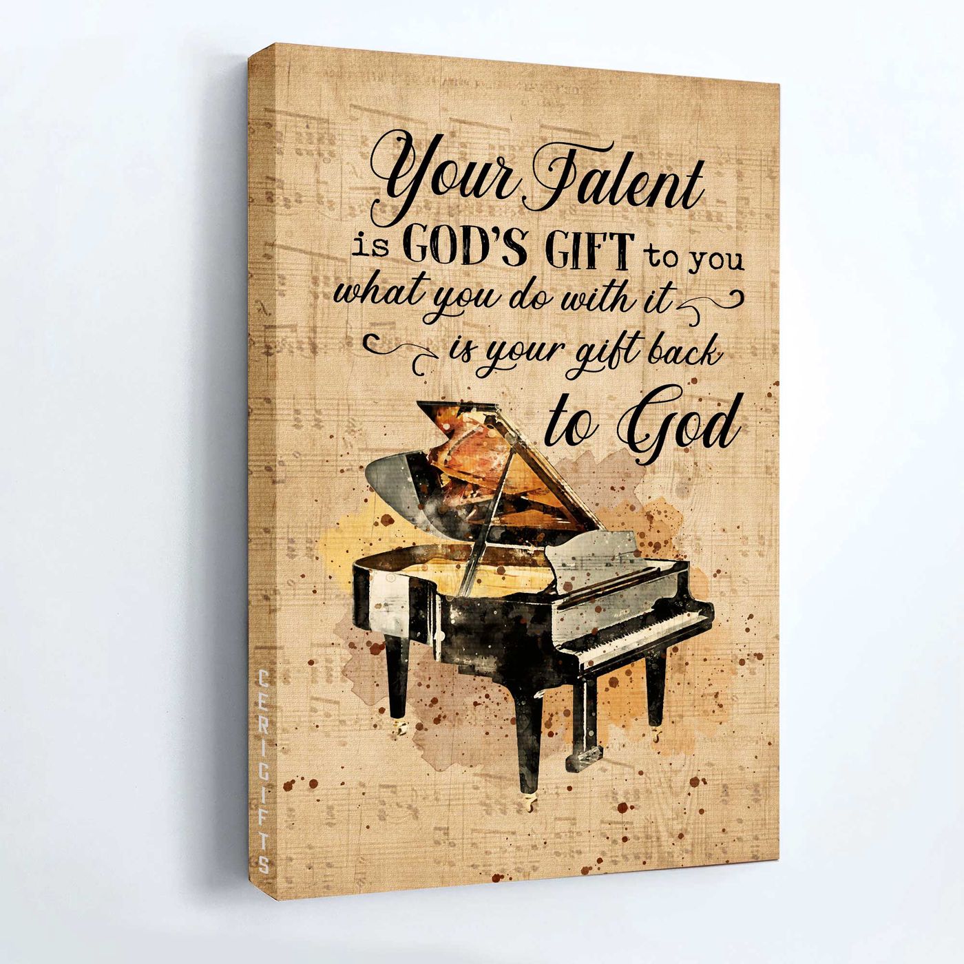 Christian Home Decor Gift: Jesus & Piano Vintage Painting Poster