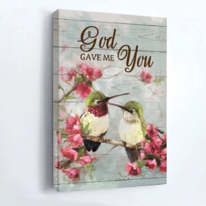 Christian Home Decor Gift: Jesus Portrait with Pink Flower and Hummingbird Drawing Poster 1