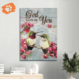 Christian Home Decor Gift: Jesus Portrait with Pink Flower and Hummingbird Drawing Poster