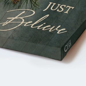 Jesus Portrait Poster: Cardinal & Pine Cone Tree Just Believe Christian Home Decor Gift 1