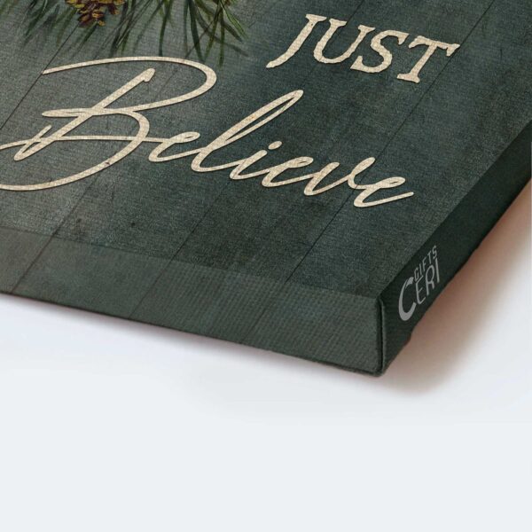 Jesus Portrait Poster: Cardinal & Pine Cone Tree Just Believe Christian Home Decor Gift