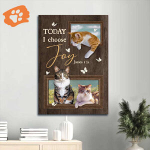 Christian Home Decor Gift: Jesus Portrait Poster with Pretty Cat Yellow Daisy Field and White Butterfly - Choose Joy Today