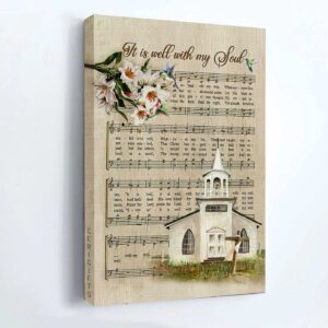Jesus Portrait Poster Home Decor Gift - Beautiful Church Lily Music Sheet - Gift for Christian - It is Well with My Soul 3