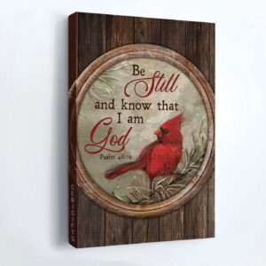 Christian Home Decor Gift: Jesus Portrait Poster with Red Cardinal in Winter Forest & Circle Frame - Be Still and Know - Christian Wall Art 3