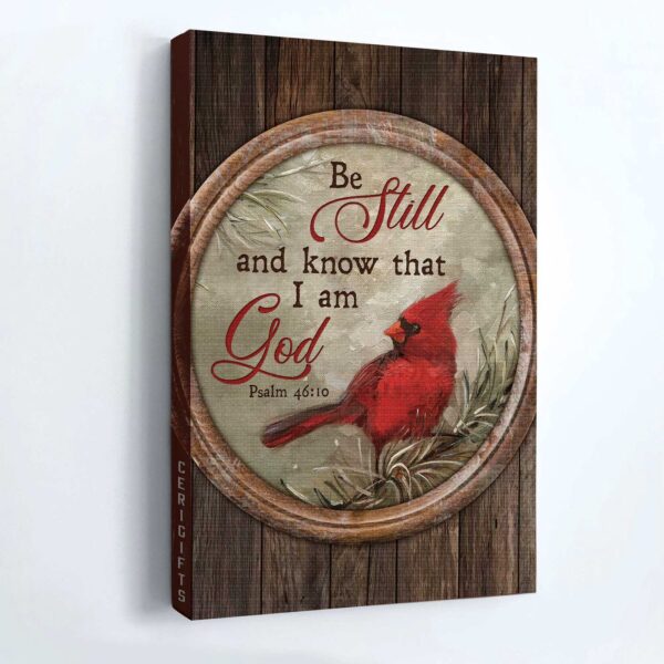 Christian Home Decor Gift: Jesus Portrait Poster with Red Cardinal in Winter Forest & Circle Frame – Be Still and Know – Christian Wall Art