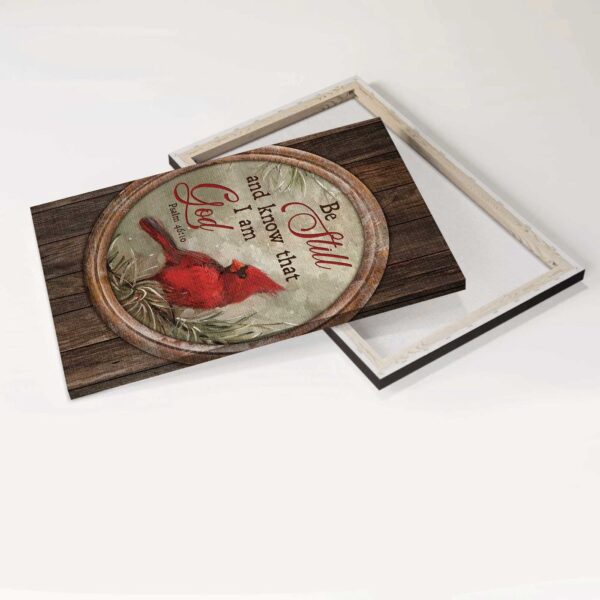 Christian Home Decor Gift: Jesus Portrait Poster with Red Cardinal in Winter Forest & Circle Frame – Be Still and Know – Christian Wall Art