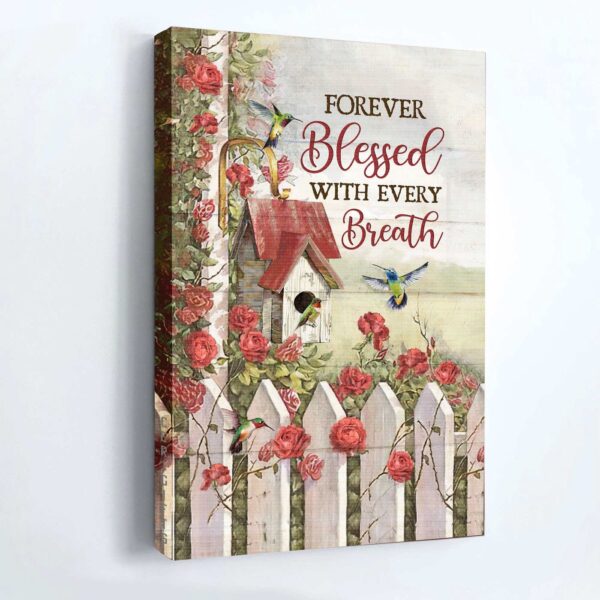 Jesus Portrait Poster: Red Rose Garden & Hummingbird Home Decor Gift for Christian