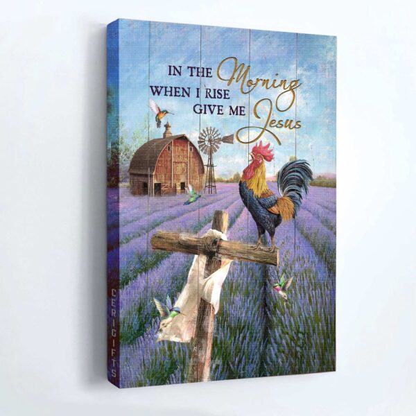 Jesus Portrait Poster: Rooster Drawing Lavender Field Christian Wall Art Gift