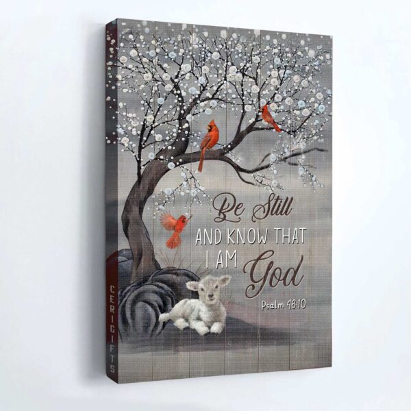 Jesus Portrait Poster Home Decor Gift – Snow Tree Red Cardinal White Lamb – Christian Wall Art
