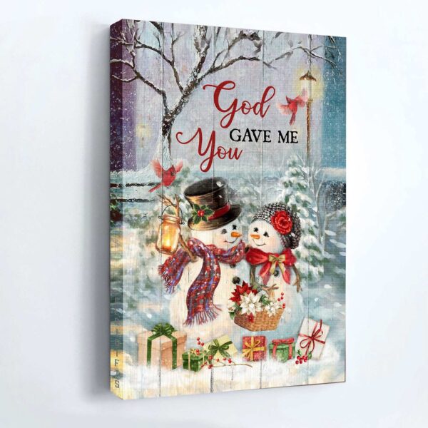 Jesus Portrait Poster: Snowman Winter Park Gift for Christian – God Gave Me You Wall Art