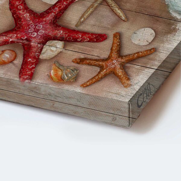 Christian Home Decor Gift: Jesus Portrait Poster with Starfish Drawing and Blue Ocean Painting