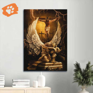 Stunning Jesus Portrait Poster with Angel Wings & Cross - Perfect Christian Home Decor Gift