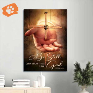 Stunning Jesus Portrait Poster - Gift for Christian Home Decor - Be Still And Know That I Am God - Cross Painting