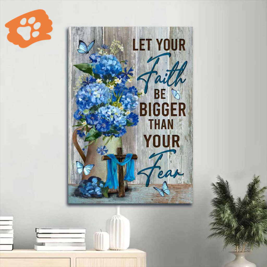 Christian Home Decor Poster Gift – Jesus Portrait Flower Painting Blue Butterfly – Faith Over Fear Christian Home Decor Poster Gift – Jesus Portrait Flower Painting Blue Butterfly – Faith Over Fear