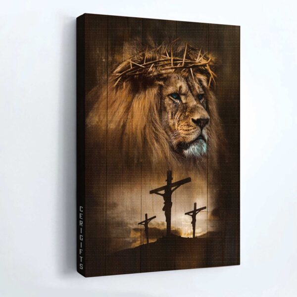 Stunning Jesus Portrait Poster with Lion & Crown of Thorns – Christian Home Decor Gift
