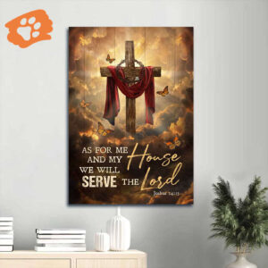 Stunning Jesus Portrait Poster with Sunset Cross and Butterfly - Christian Home Decor Gift