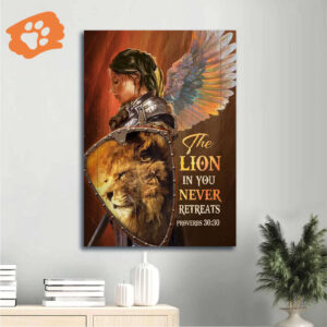 Jesus Portrait & Lion of Judah Warrior Poster - Christian Home Decor Gift