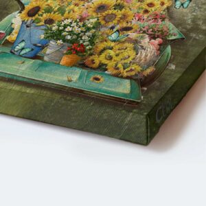 Jesus Portrait Poster Home Decor Gift - Sunflower Car Flower Field Wooden Cross - Gift For Christian - Today I Choose Joy 1