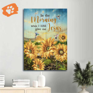 Jesus Portrait Poster - Sunflower Field Hummingbird Beautiful Sky - Gift For Christian