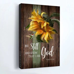 Religious Jesus Portrait Poster with Sunflower and Hummingbird - Christian Home Decor Gift 1