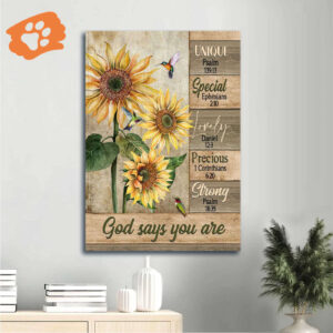Unique Jesus and Sunflower Hummingbird Poster - Christian Home Decor Gift