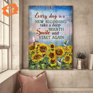 Jesus Portrait Poster Home Decor Gift - Sunflower & Purple Sky Art for Christian - New Beginning Wall Art