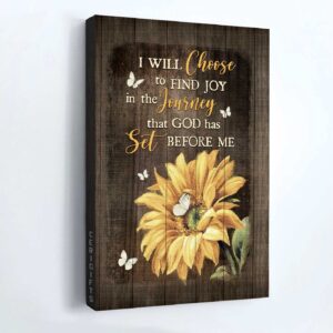 Christian Home Decor Gift - Jesus Portrait & Sunflower Painting Poster with White Butterfly - Find Joy in the Journey 1