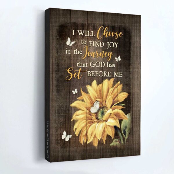 Christian Home Decor Gift – Jesus Portrait & Sunflower Painting Poster with White Butterfly – Find Joy in the Journey
