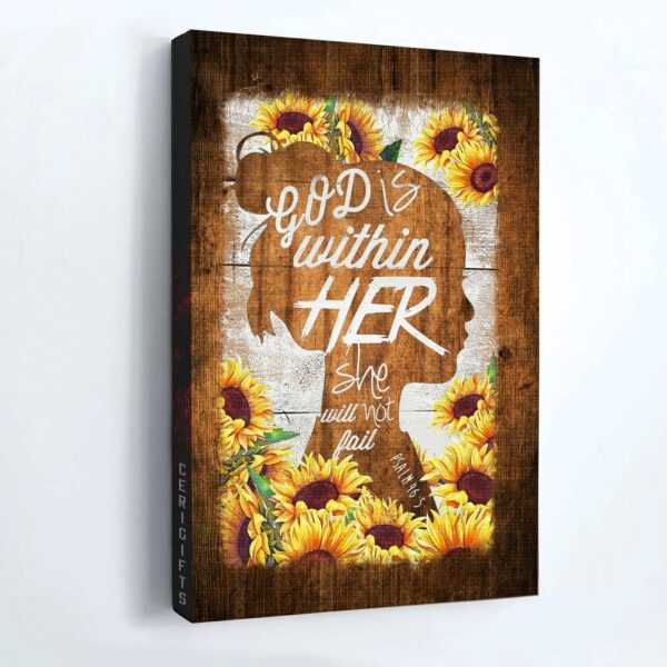 Christian Home Decor Gift: Jesus & Shadow Girl Sunflower Poster – God Is Within Her