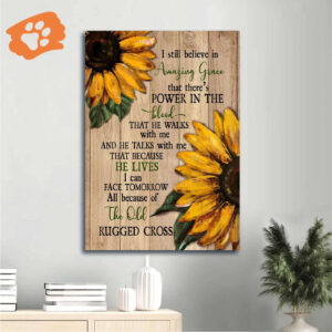 Vintage Jesus Portrait & Sunflower Painting Poster Home Decor Gift for Christian - Amazing Grace Poster Home Decor Gift